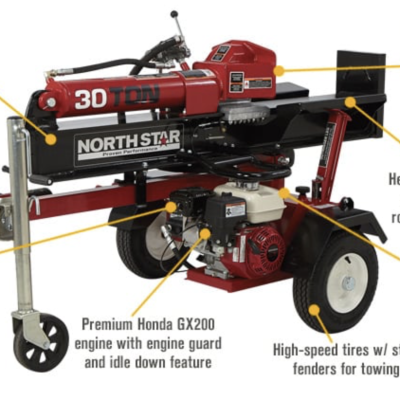 NorthStar 30-Ton Horizontal/Vertical Log Splitter — 200cc Honda GX200 Engine 1 7/8 ball- Rental