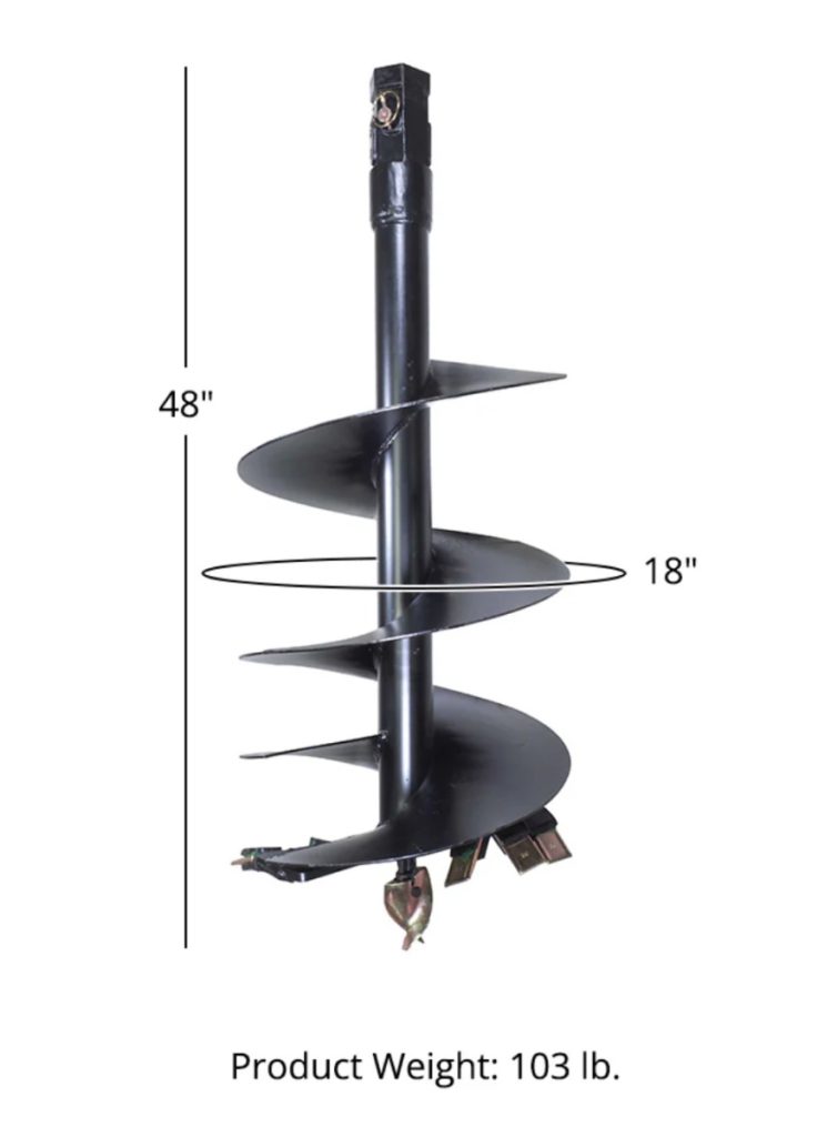 18 inch Auger with 2 in hex- Rental - Kings Rental Club