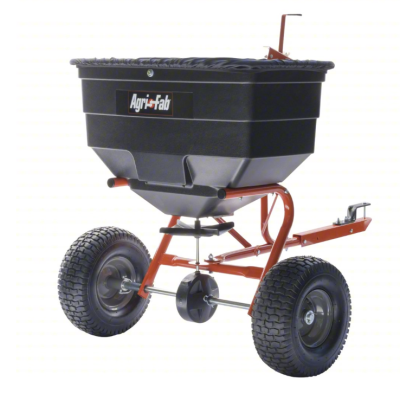 AGRI-FAB Tow-Behind Spreader: 175 lb Capacity, 12 ft Spread Wd, Lawn Yard, Steel Frame- Rental