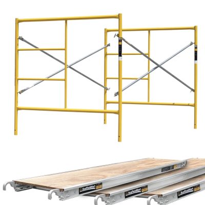 Scaffolding Frame, Cross Brace and Walk Board Set (2 ea) with 4 set levers - Rental